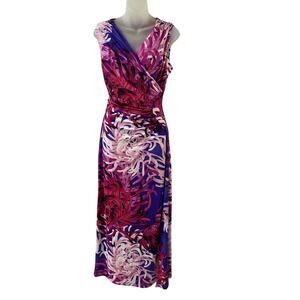 Kate & Mallory Floral Maxi Wedding Guest Dress Women S Purple Ruched Stretch